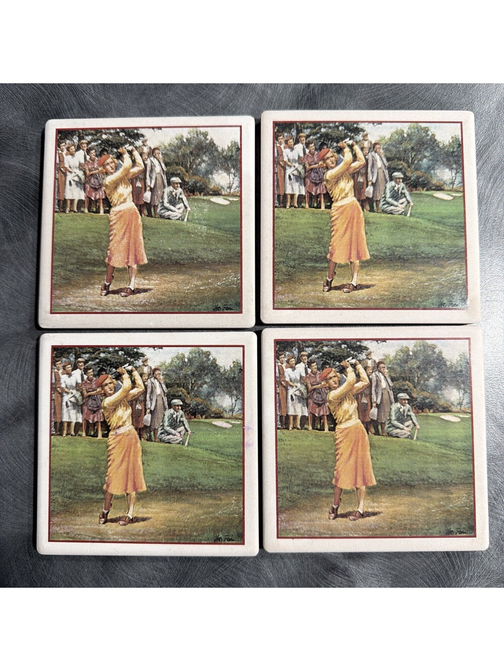 Vintage Golf Coasters Set Of 4